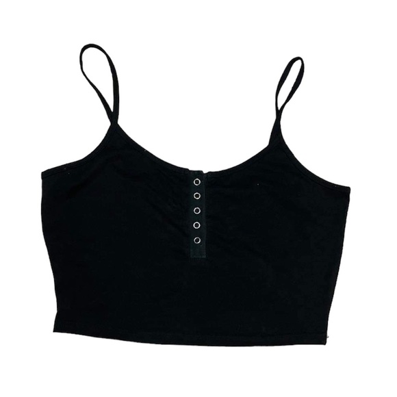 Romwe Plain Basic Staple Buttoned Simple Cropped Tank Top (size L) - Picture 1 of 5